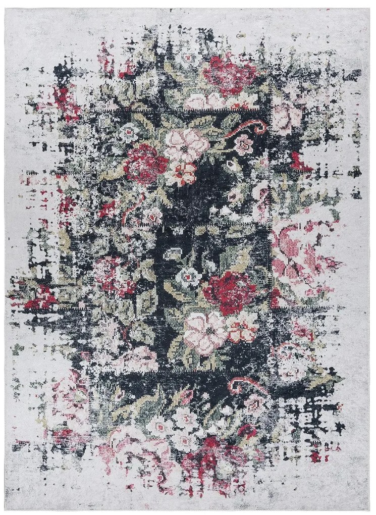 Kusový koberec ANDRE Flowers 1816D, 160x220, čiernobiela, chodba / predsieň, Dywany Łuszczów