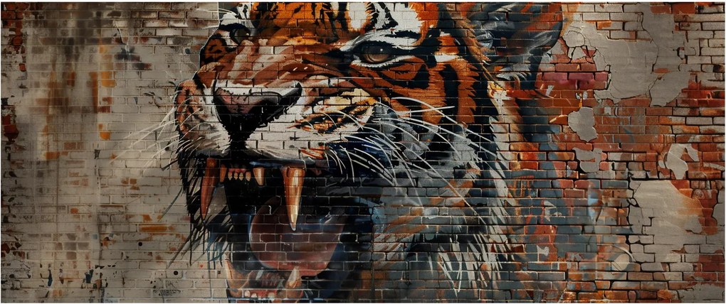 Obraz - Tiger z tehál (120x50 cm)