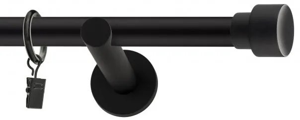 Dekorstudio Garniža jednoradová SLICK čierna matná 19mm Dĺžka: 120cm, Typ uchytenia: Držiak modern, Typ príslušenstva: Krúžky tiché so štipcami