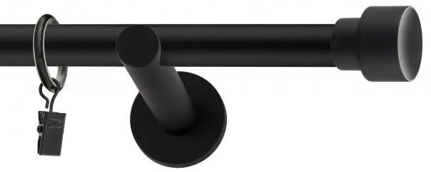 Dekorstudio Garniža jednoradová SLICK čierna matná 19mm Dĺžka: 140cm, Typ uchytenia: Držiak modern, Typ príslušenstva: Krúžky tiché so štipcami