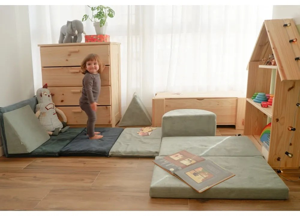 Svetlomodré menčestrové penové ihrisko Bloque Montessori – Little Nice Things