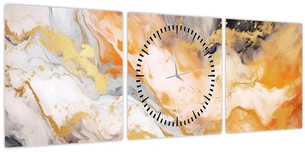 Obraz - Mramorované pozadie (s hodinami) (90x30 cm)