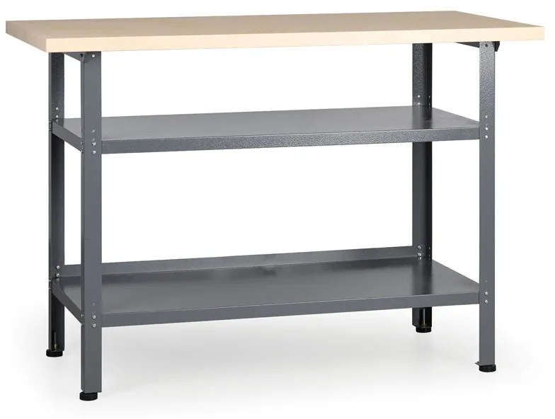 Pracovný stôl do dielne HOBBY III, 840 x 1200 x 600 mm, 2 police