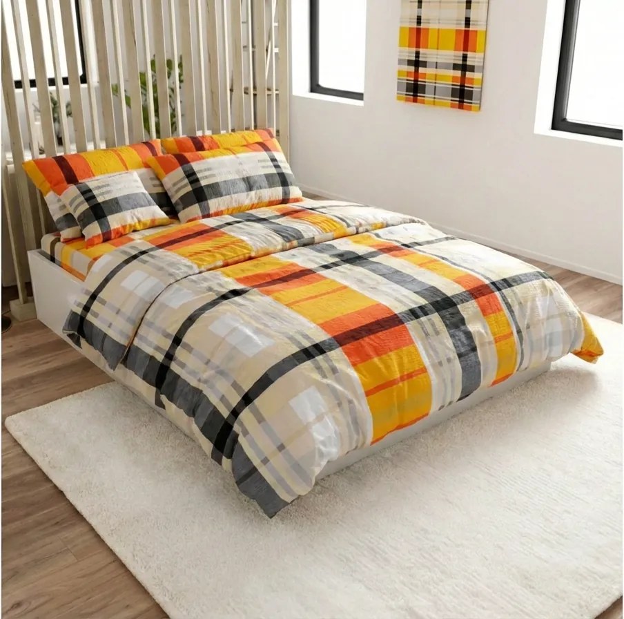 Krepové obliečky z Renforcé bavlny ORANGE KUBE farebné Rozmer obliečky: 70 x 90 cm | 140 x 200 cm