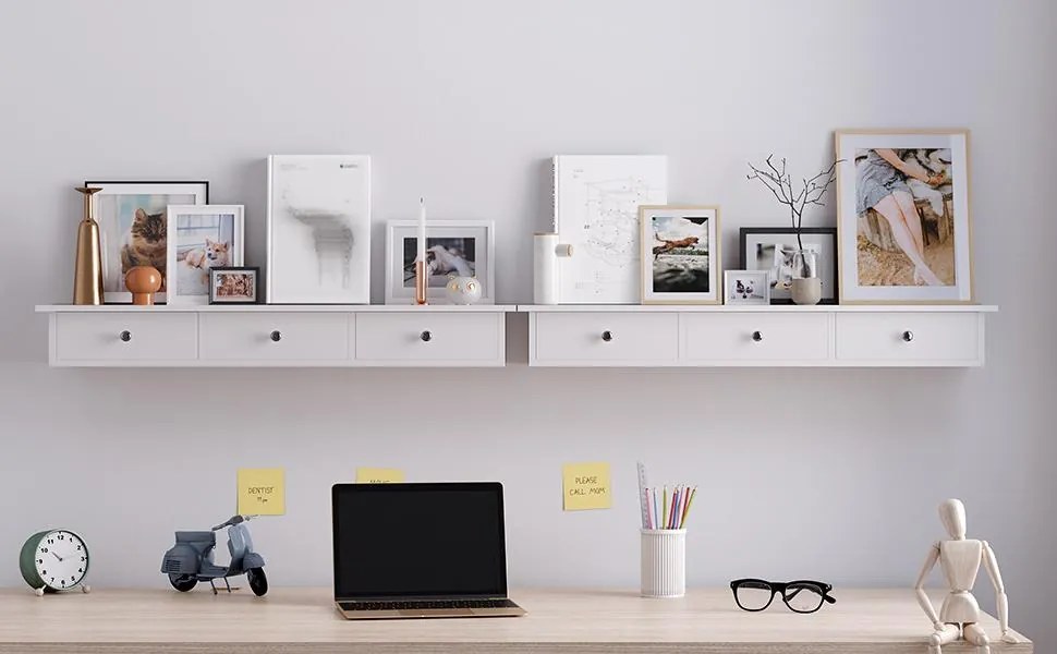 Nástěnná police Liwos se zásuvkami bílá