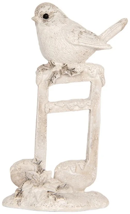 Béžová antik dekorácia vtáčik na note - 8*4*13 cm