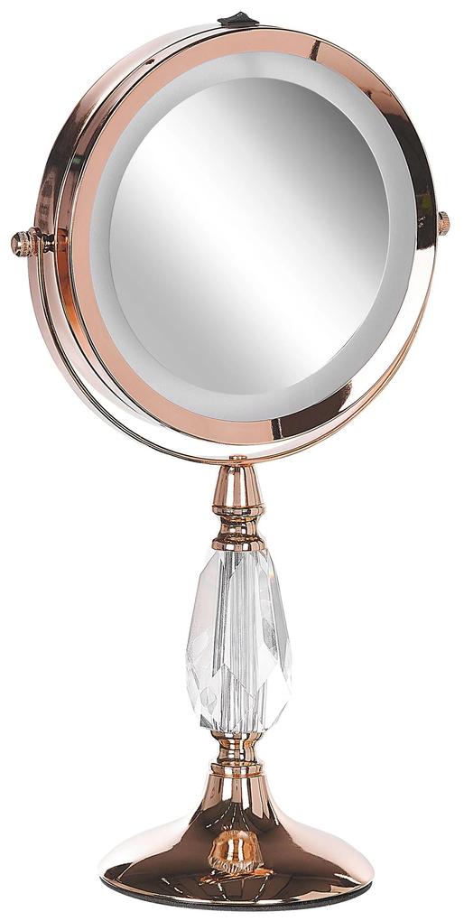 LED Makeup zrkadlo ø 18 cm ružovo zlaté MAURY Beliani