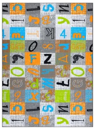 Koberec JUMPY Patchwork sivý/pomarančový/nebeský
