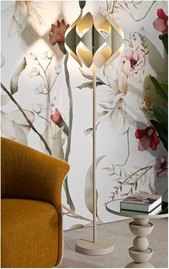 Béžová stojacia lampa s kovovým tienidlom (výška 155 cm) Space – Mauro Ferretti