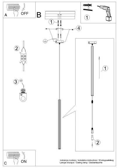 Sollux SL.1339 - Luster na lanku ARCHE 1xG9/8W/230V zlatá