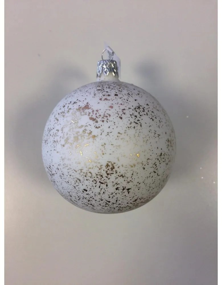 Vianočná guľa 8 cm dekor bodky/airbrush SET/6ks - airbrush zlatá