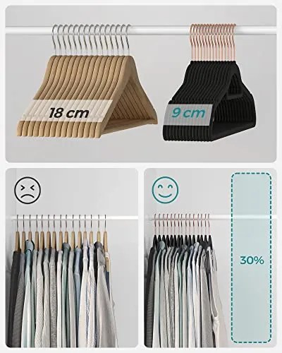 Vešiaky na oblečenie, protišmykové, zamatové, 50ks