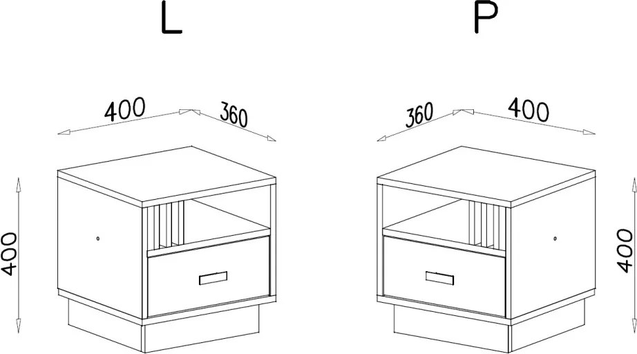 Nočný stolík Almo, dub estana/antracit