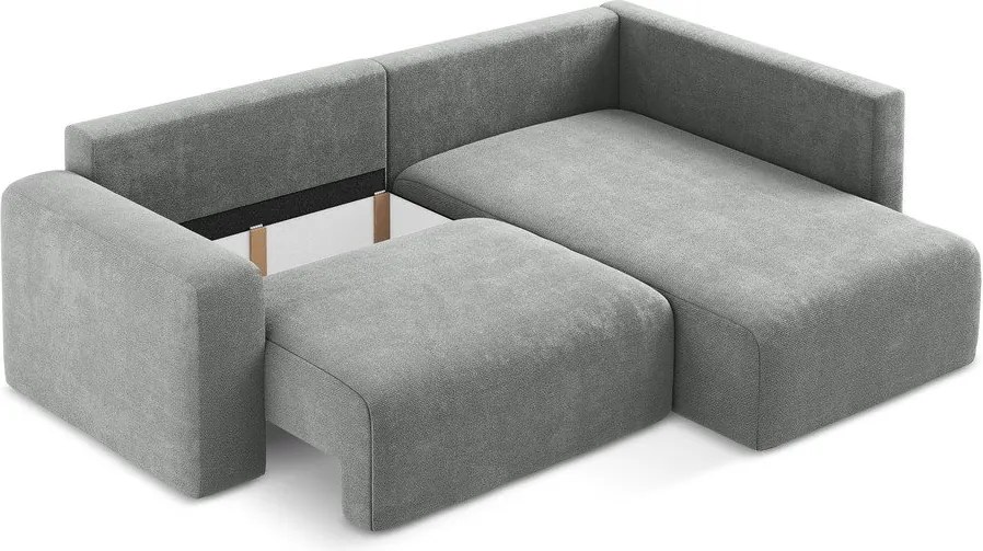 Sivá ženilková rozkladacia/s úložným priestorom rohová pohovka (pravý roh/do L) Kona – Makamii