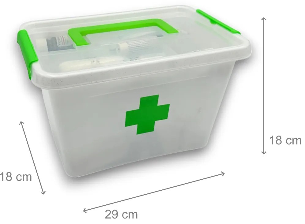Lekárnička, úložný box na lieky s vnoreným organizérom, 2v1, s rúčkou, antibakteriálna, 6,5 l