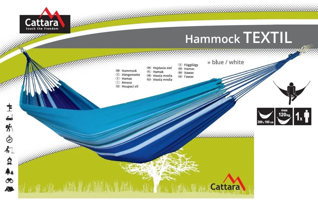 Cattara Hojdacie závesné lehátko Textil modrá, 200 x 100 cm