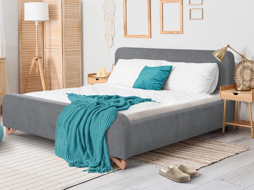 Posteľ Flamingo 180x200 cm, holubí šedá štruktúrovaná tkanina