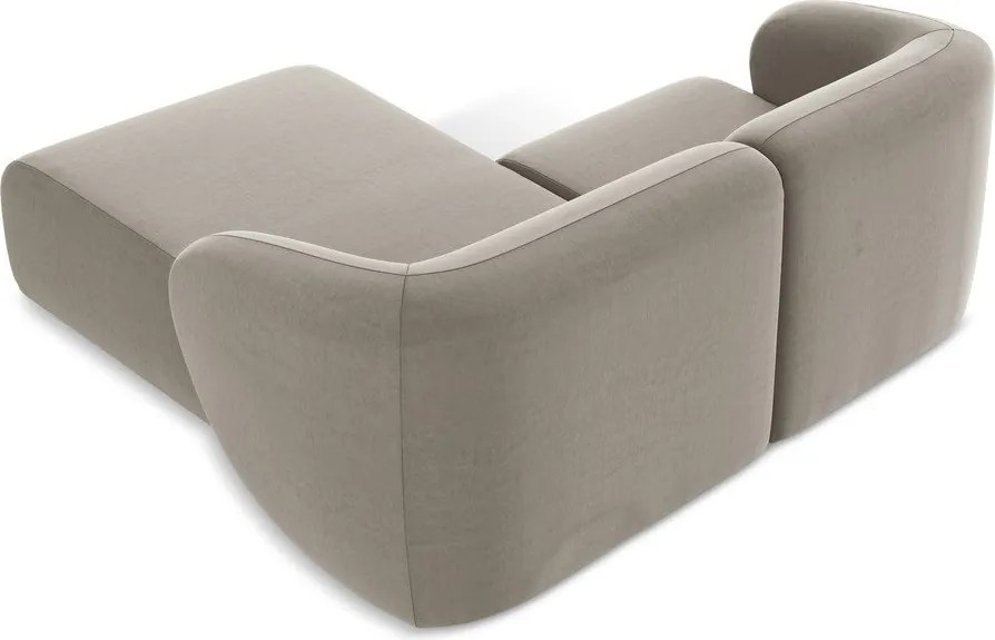 Svetlohnedá zamatová rohová pohovka (pravý roh/s leňoškou) Lani – Makamii