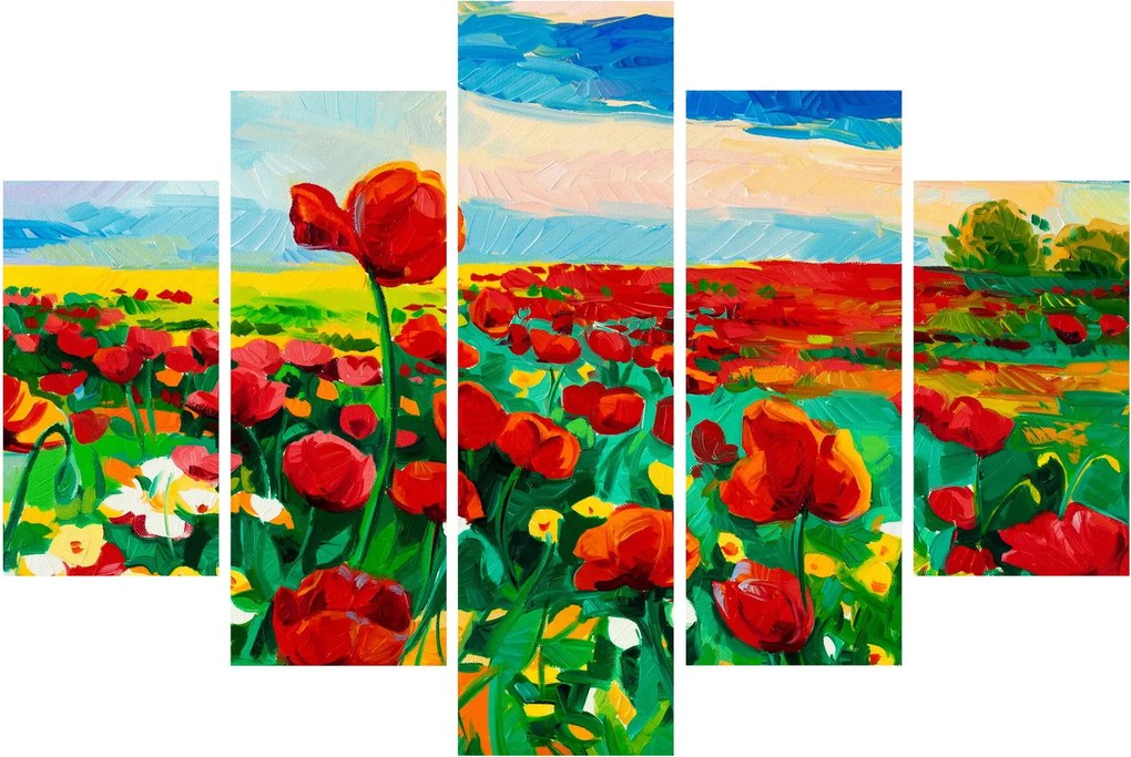 Obraz poľa s vlčími makmi (150x105 cm)