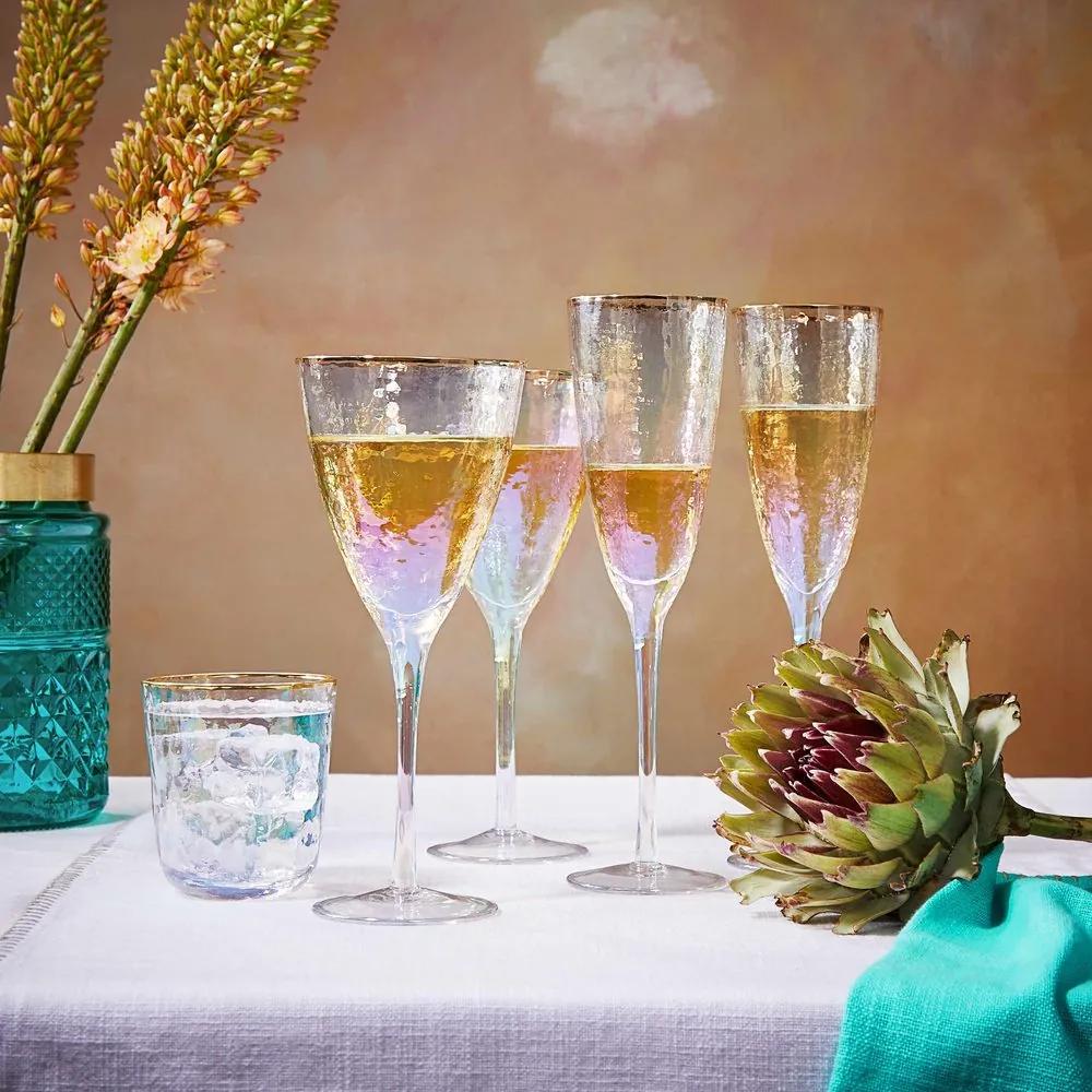 Butlers SMERALDA Sada pohárov na šampanské so zlatým okrajom 250 ml 6 ks