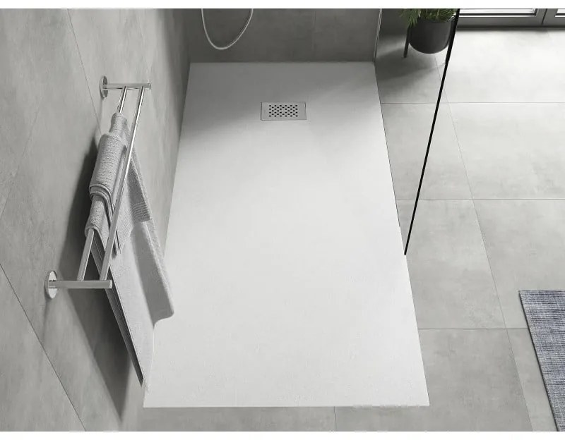 Mexen Hugo, obdĺžniková sprchová vanička SMC 180 x 90 cm, biela, oceľová krytka, 42109018-X
