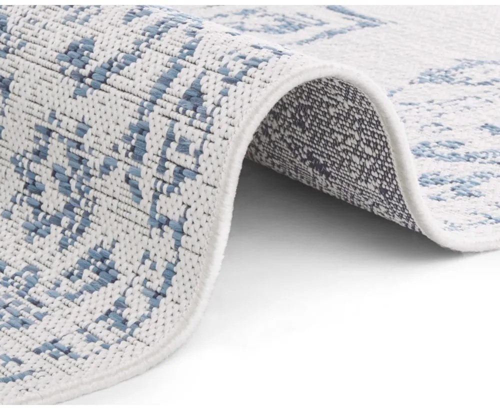 Modro-krémový vonkajší koberec NORTHRUGS Tilos, 80 x 150 cm