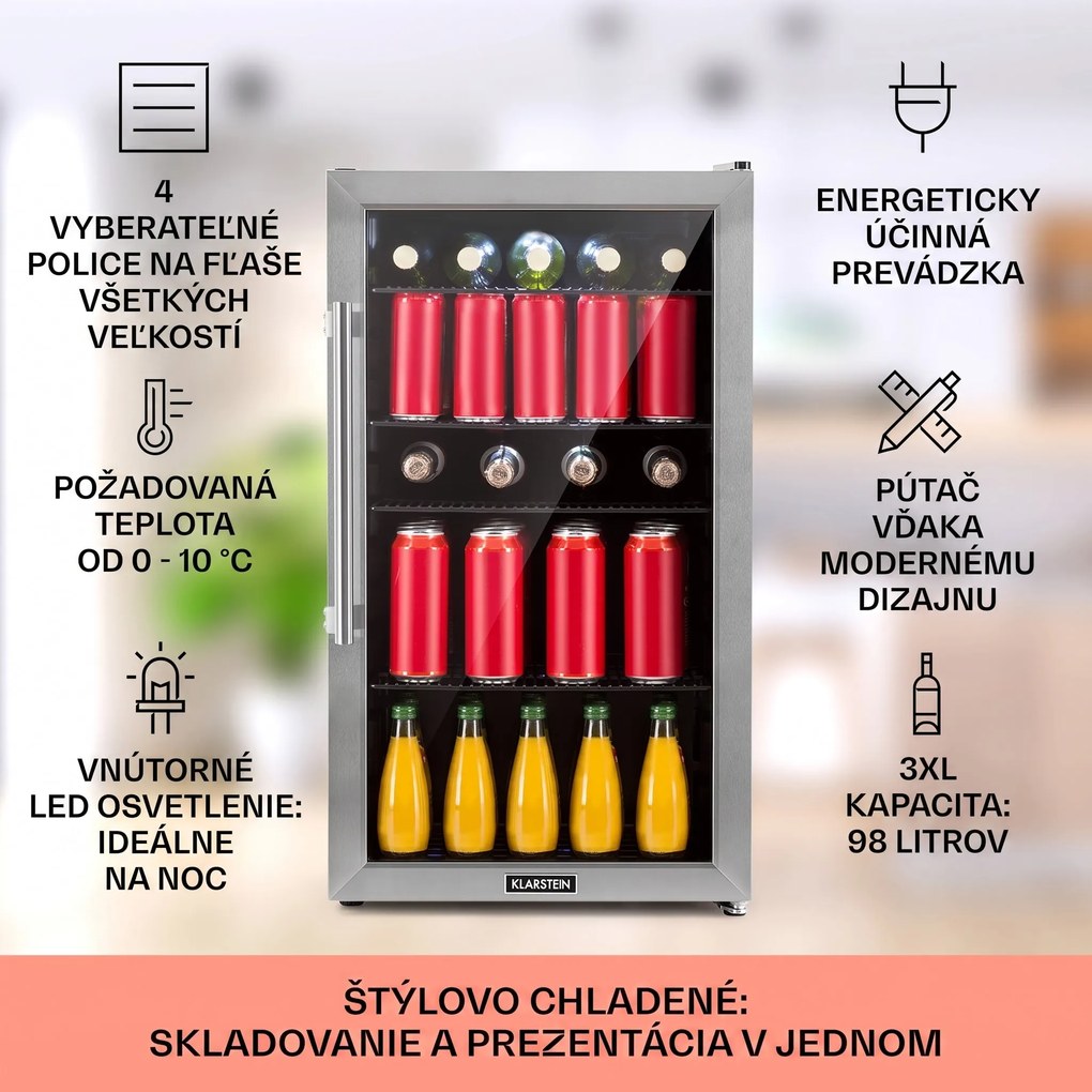 Klarstein Beersafe 3XL, chladnička, 98 l, 4 zásuvné police, 7 úrovní, čierna
