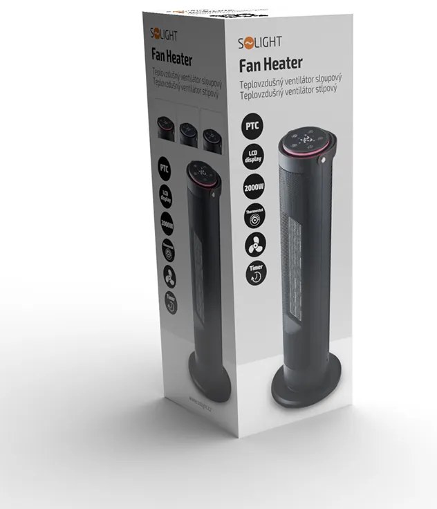 SOLIGHT Teplovzdušný ventilátor stĺpový 2000W