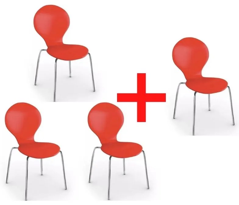 Jedálenská stolička CANDY, červená, 3+1 ZADARMO