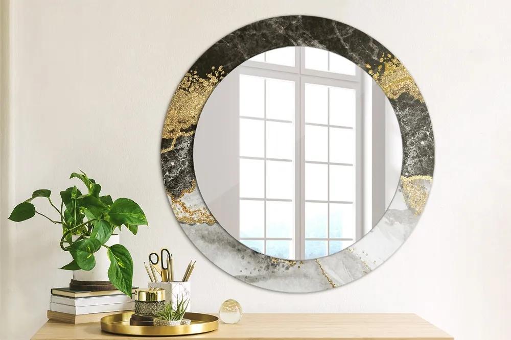 Okrúhle ozdobné zrkadlo na stenu Mramor a zlato fi 60 cm
