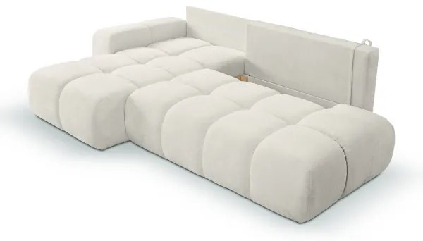 Rozkladacia rohová čalúnená sedacia súprava s úložným priestorom do L ALMADA ľavá béžová