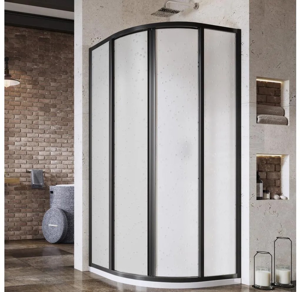 Ravak 3114O30211 - Štvordielny štvrťkruhový sprchový kút SUPERNOVA 80x80 cm čierny
