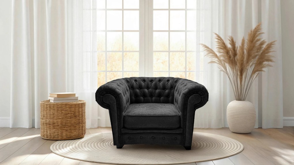 XXXLutz KRESLO CHESTERFIELD, textil, kompozitné drevo, antracitová MID.YOU - Online Only obývacie izby - 000694009827