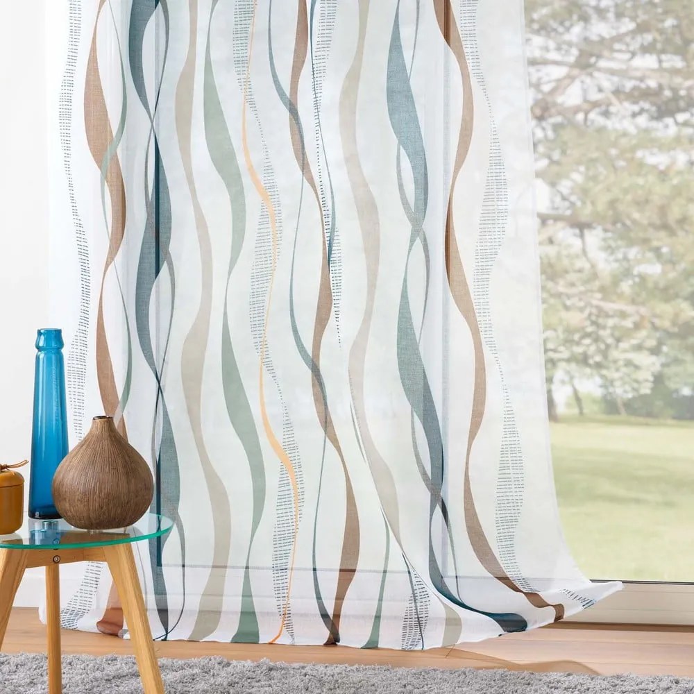 Bielo-modrá voálová záclona 140x280 cm Lisana – douceur d'intérieur