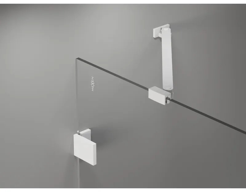 Mexen Lunar Duo, výklopný sprchový kút 105 x 100 cm, 8mm číre sklo, biely profil, 834-105L-100P-20-00
