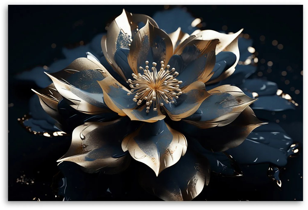 Gario Obraz na plátne Modrozlatý lotosový kvet Rozmery: 60 x 40 cm