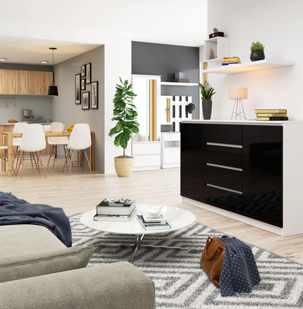 Komoda Koa (lesk čierny). Akcia -20%. Vlastná spoľahlivá doprava až k Vám domov. 1128692