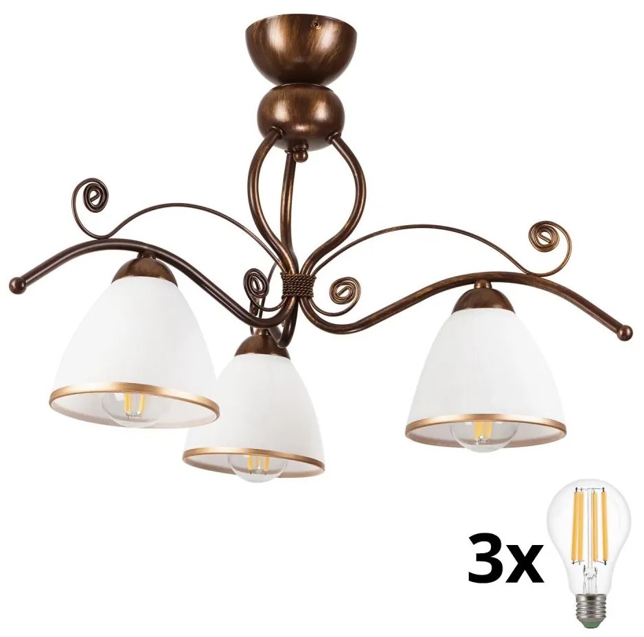 Brilagi - LED Prisadený luster ANTICO 3xE27/60W/230V bronz patina BG1930