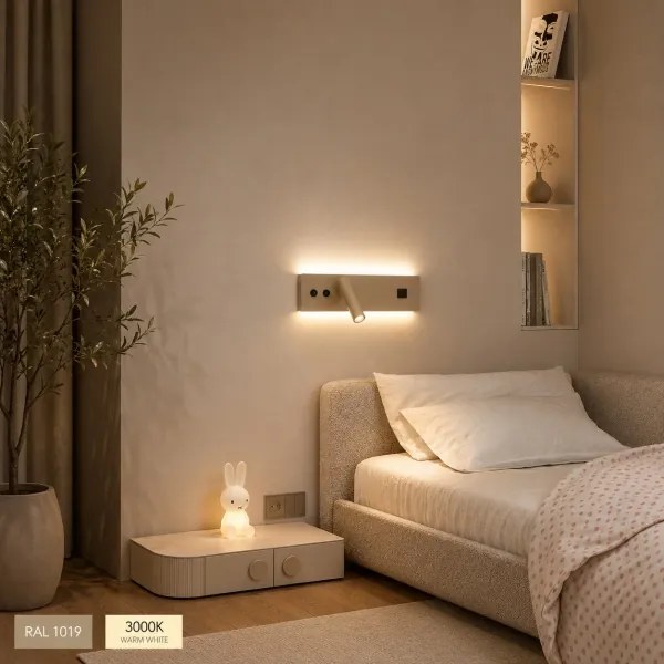 Brilagi-LED Nástenné bodové svietidlo s USB portom NOCTIS LED/3W/230V+LED/9W béžové