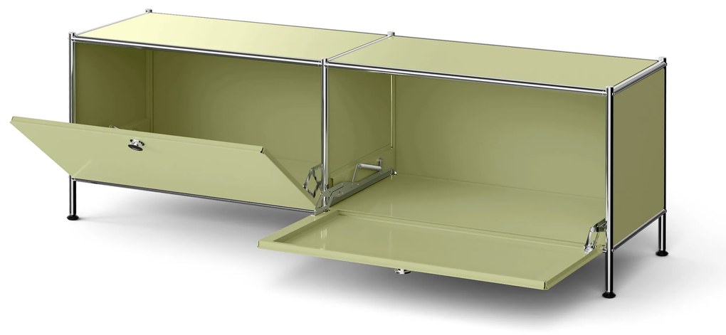 Nízky kovový stolík »CN3« s priehradkami, pistáciová