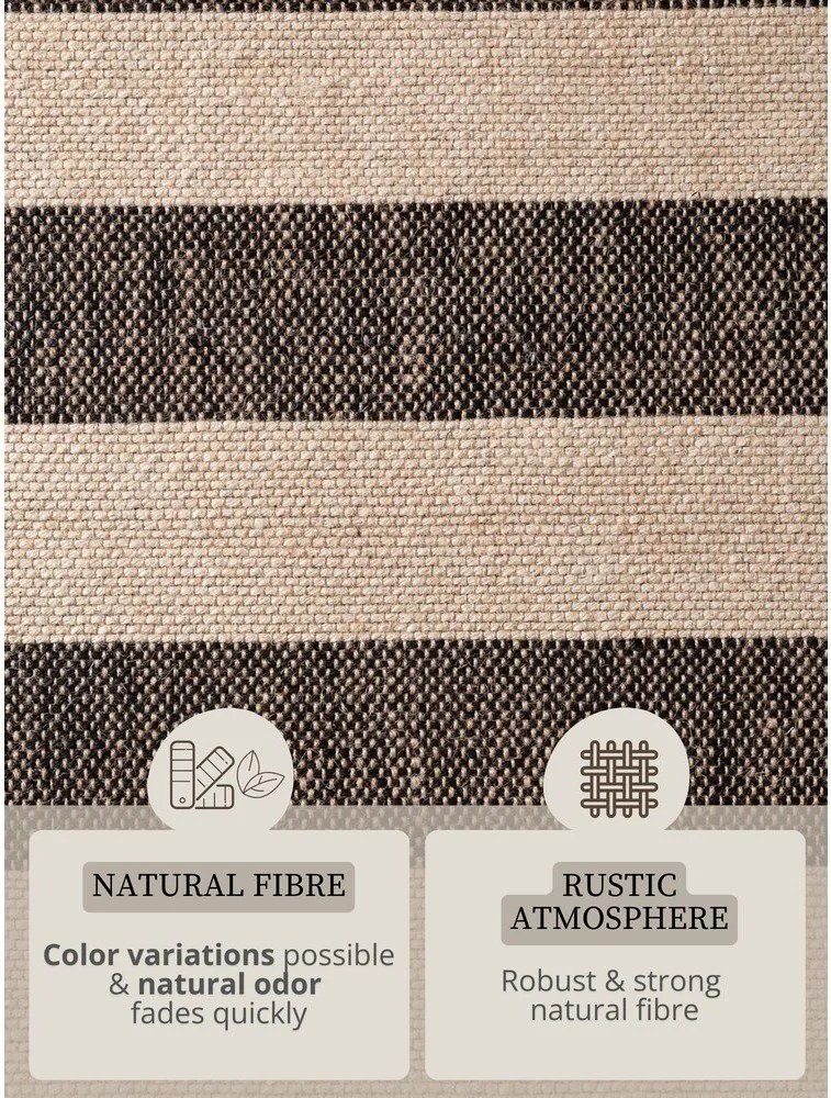 Čierny/krémovobiely obojstranný/ručne tkaný jutový behúň 80x200 cm Playa – Hanse Home
