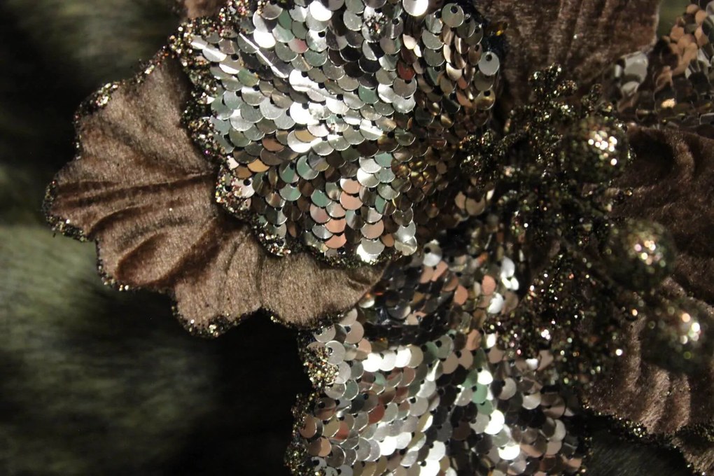 Hnedá glitrovaná magnólia 23 cm