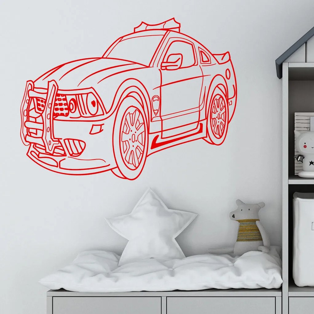 Veselá Stena Samolepka Policajné autíčko detské Farba: černá, Veľkosť: 80 x 62 cm