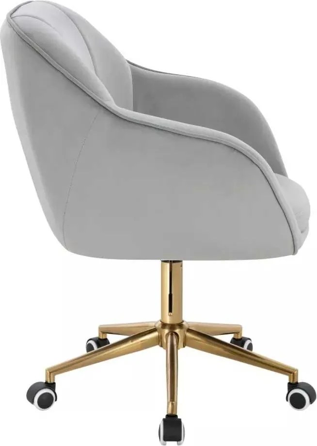LuxuryForm DESIGN Stolička AVOLA VELUR na zlatej podstave s kolieskami - svetlosivá