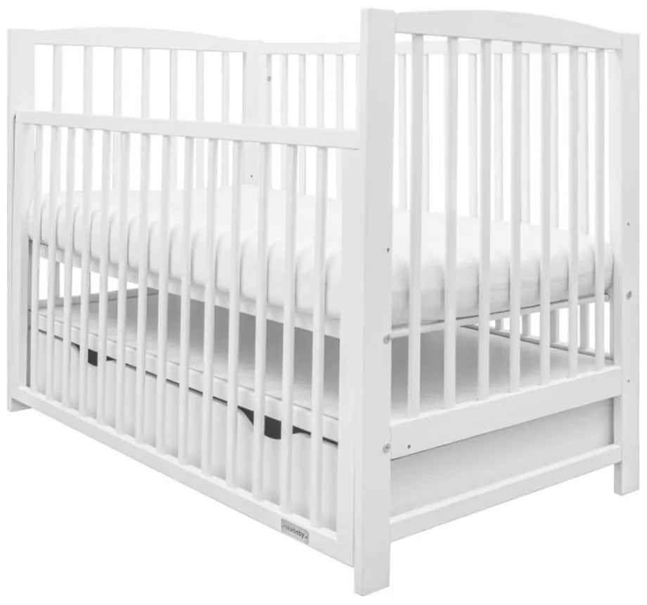 Detská postieľka LILLY so sťahovacou bočnicou a šuplíkom biela