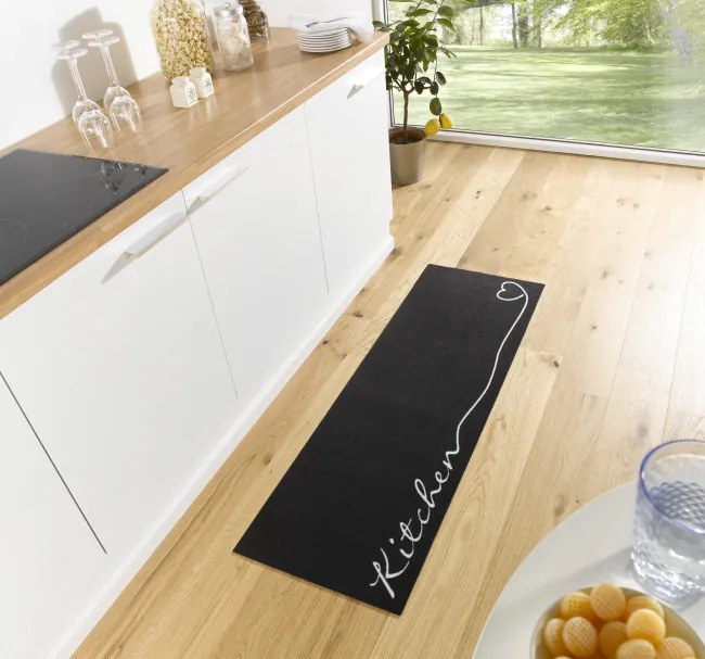 Koberec / Behúň Cook & Clean Kitchen čierny / biely