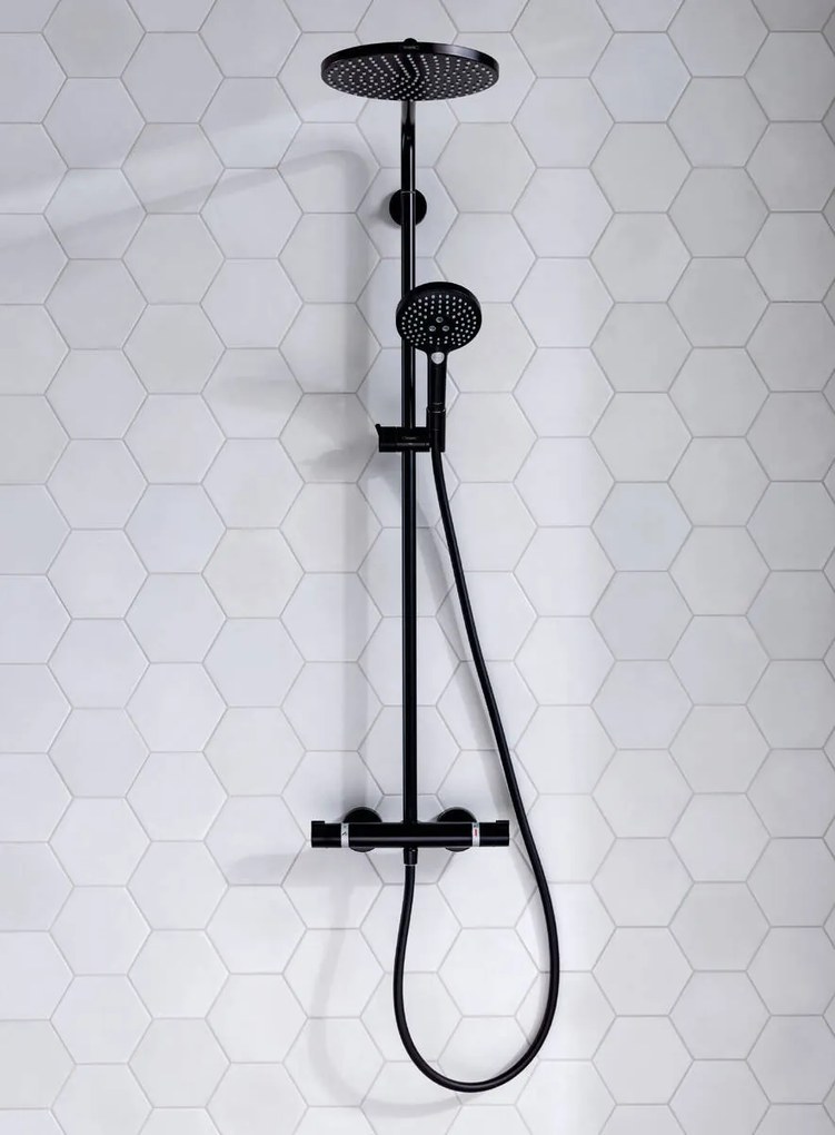 Hansgrohe Raindance Select S, Showerpipe 240 1jet PowderRain s termostatom, čierna matná, HAN-27633670