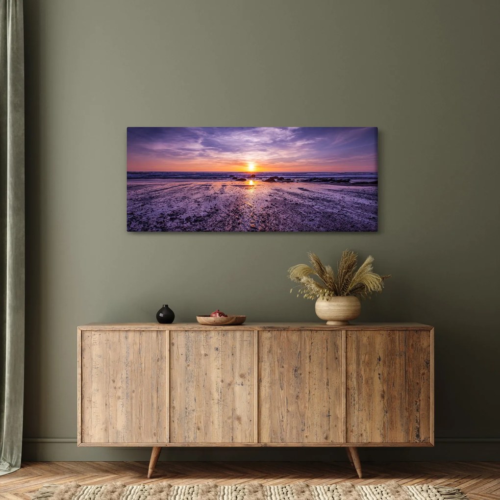 Obraz pláže - západ slnka (120x50 cm)