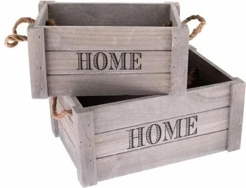 Sada dekoračných drevených debničiek Home 2 ks, sivá