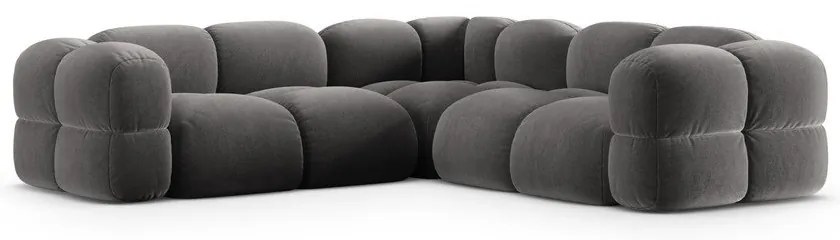 Sivá zamatová rohová pohovka Loretto – Cosmopolitan Design